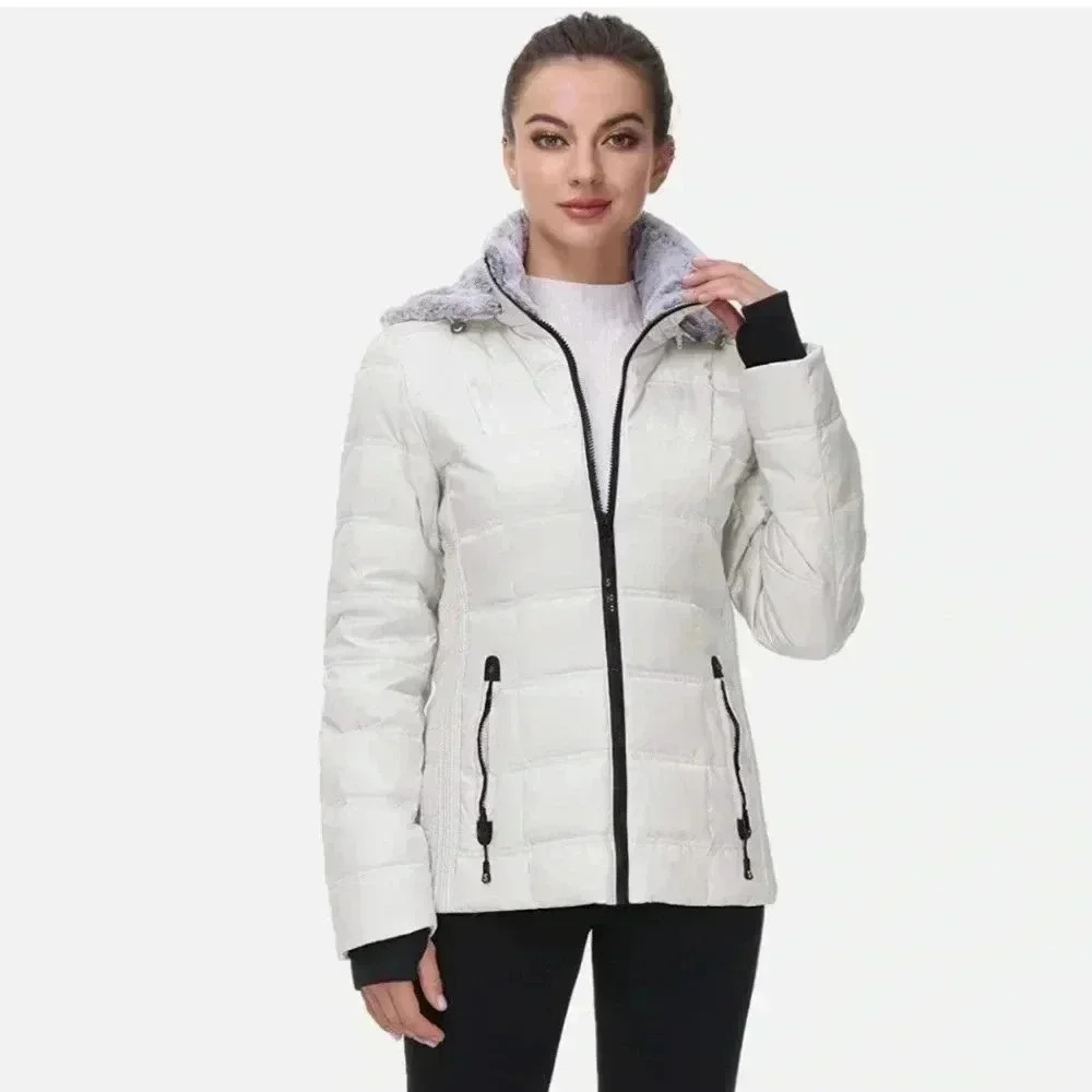 SLOW DOWN Women Down Puffer Jacket Winter Down Puffer